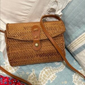 Brown Woven Crossbody Bag